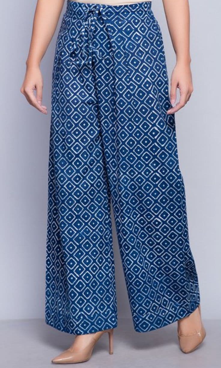 Embroidered Palazzo - Navy Blue view 3