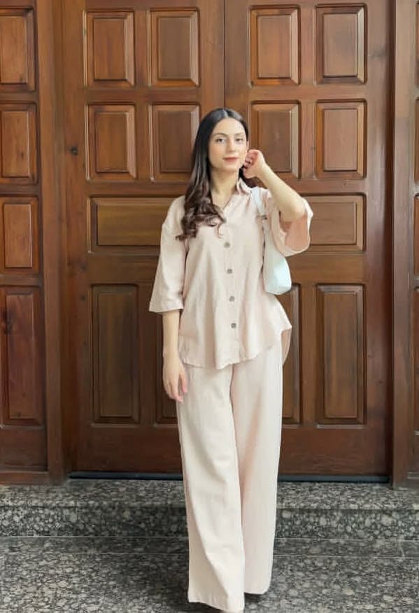 Crop Top Skirt Set - Blush Pink
