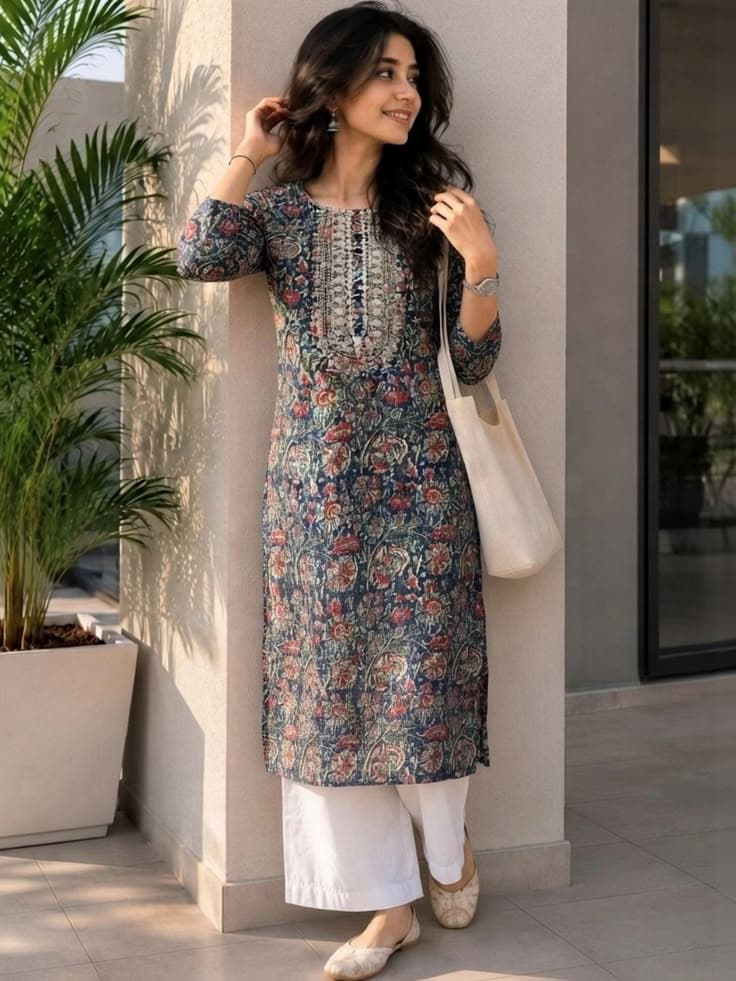 Organza Party Kurti - White