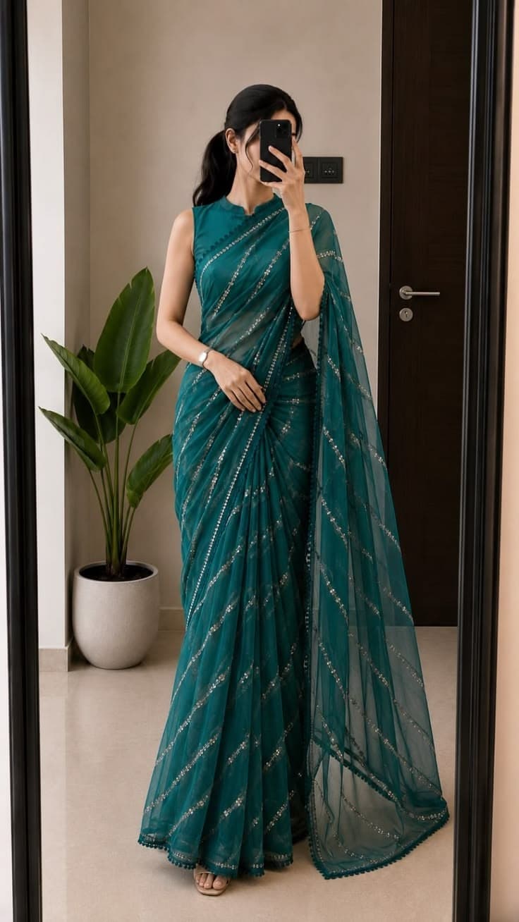 Kanchipuram Silk Saree - Navy Blue